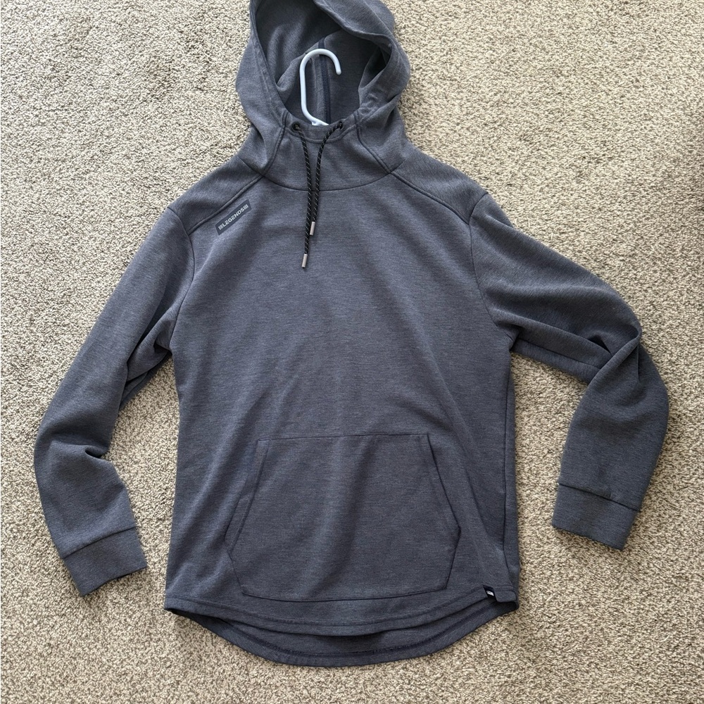 Legends Hawthorne Heather Navy Hooded Sweatshirt curved hem